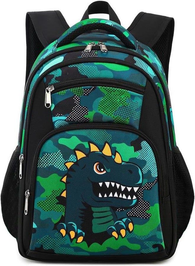 Frantic Waterproof Polyester 26 L 4 Compartment School Backpack With Pencil/Staionery Pouch School Bag Class 1 to 8 Daypack Picnic Bag For School Going Boys & Girls(RR_4Zipper_Black_Dianasour_24_A) - Image 1