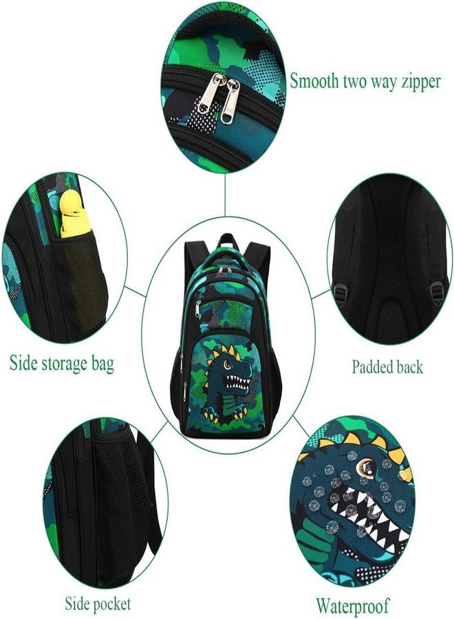 Frantic Waterproof Polyester 26 L 4 Compartment School Backpack With Pencil/Staionery Pouch School Bag Class 1 to 8 Daypack Picnic Bag For School Going Boys & Girls(RR_4Zipper_Black_Dianasour_24_A) - Image 3
