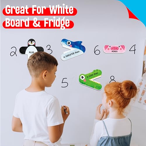 SpriteGru 5 Magnetic Math Signs, Math Symbols Greater Than/Less Than/Equal to/Minus/Plus Math Demonstration Tool Teacher School Classroom Supplies, Numeric Relationship Understanding and Math Problem Solving - Image 4