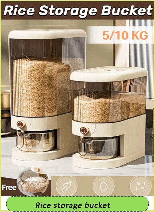 Reelyo Rice storage bucket Transparent grain storage box Large capacity multi-size storage box for 5/10 kg rice Built-in insect-proof box with precision measuring cup For kitchen...  - Image 1