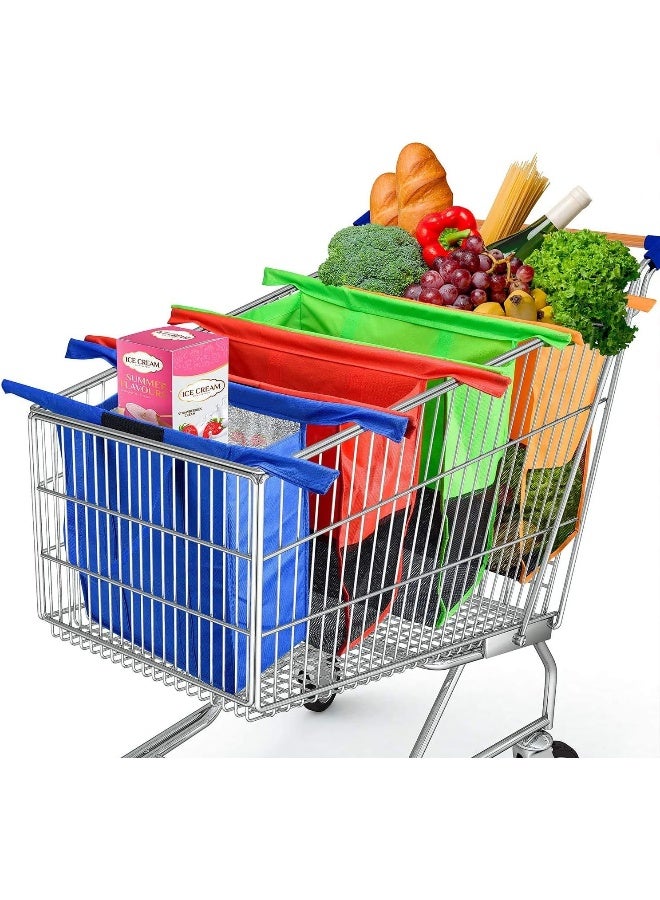 Reusable Trolley Bags For Shopping Cart 4 Pack Shopping Cart Bags Reusable Grocery Bags for Trolley Carts Shopping Bags Trolley Bags Grocery Cart Bags for Hot or Cold Groceries  - Image 1