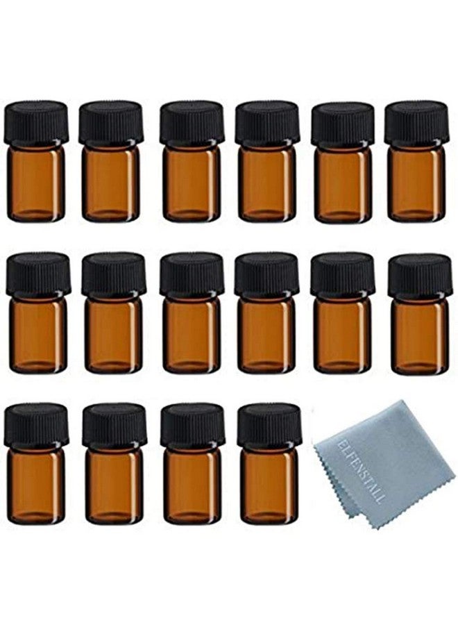 ELFENSTALL 50Pcs 2Ml Oil Bottles For Essential Oils (58 Dram) Amber Glass Vials Bottles With Orifice Reducers And Black Caps - Image 1