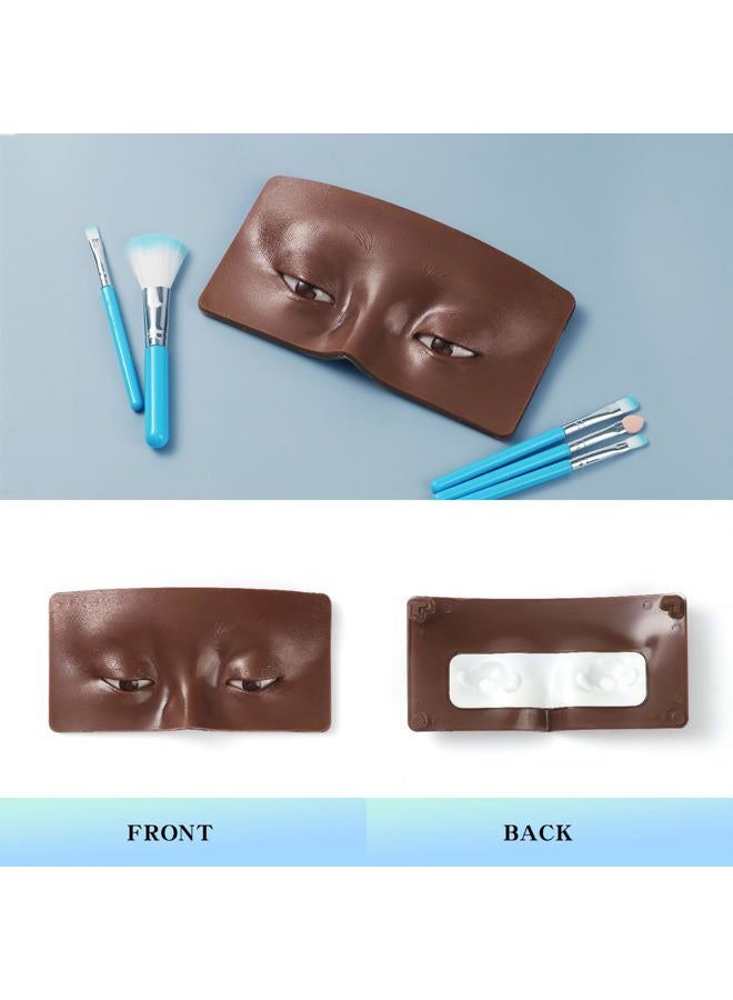 Bueuo Makeup Practice Face Board, 3D Reusable Silicone Makeup Mannequin Face with 5PCS Makeup Brush, Eye Makeup Practice Face for Makeup Beginner or Professional Enthusiasts - Image 2