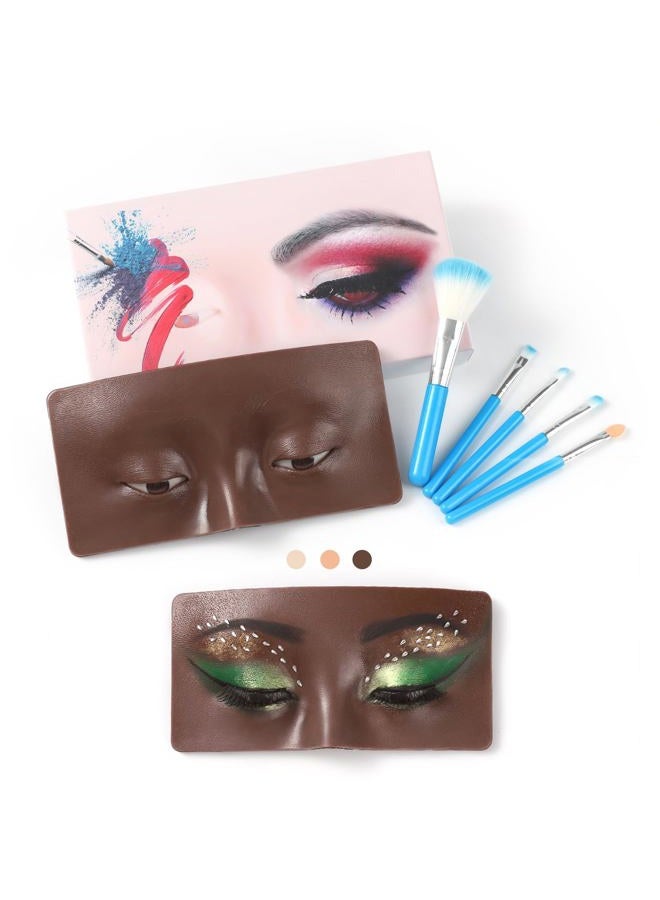 Bueuo Makeup Practice Face Board, 3D Reusable Silicone Makeup Mannequin Face with 5PCS Makeup Brush, Eye Makeup Practice Face for Makeup Beginner or Professional Enthusiasts - Image 1