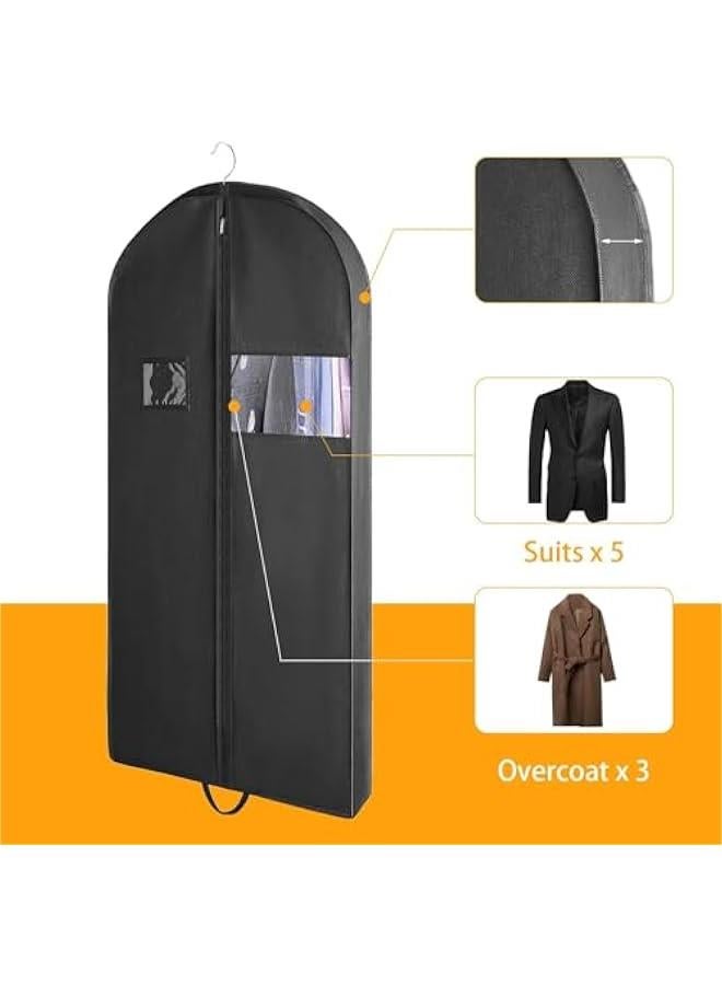 HOOKOR 3 PCS 60Garment Bags For Travel,Heavy Duty Garment Bag For Clothes Closet Storage,Gusseted Suit Bags For Men Travel,Hanging Travel Garment Bags For Clothes,Dress,Coats,Jackets (Black)  - Image 2