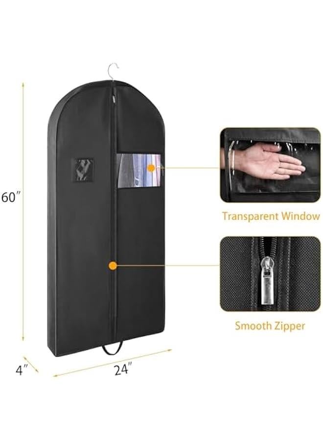 HOOKOR 3 PCS 60Garment Bags For Travel,Heavy Duty Garment Bag For Clothes Closet Storage,Gusseted Suit Bags For Men Travel,Hanging Travel Garment Bags For Clothes,Dress,Coats,Jackets (Black)  - Image 3
