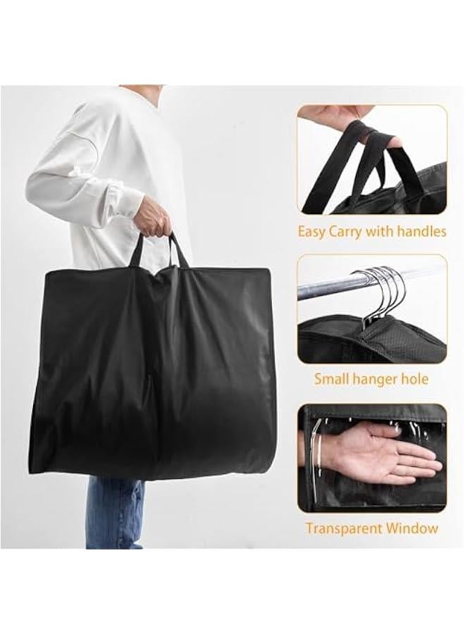 HOOKOR 3 PCS 60Garment Bags For Travel,Heavy Duty Garment Bag For Clothes Closet Storage,Gusseted Suit Bags For Men Travel,Hanging Travel Garment Bags For Clothes,Dress,Coats,Jackets (Black)  - Image 4