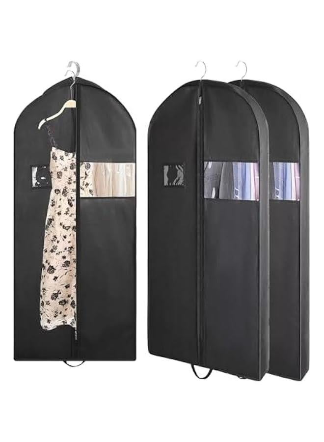 HOOKOR 3 PCS 60Garment Bags For Travel,Heavy Duty Garment Bag For Clothes Closet Storage,Gusseted Suit Bags For Men Travel,Hanging Travel Garment Bags For Clothes,Dress,Coats,Jackets (Black)  - Image 5
