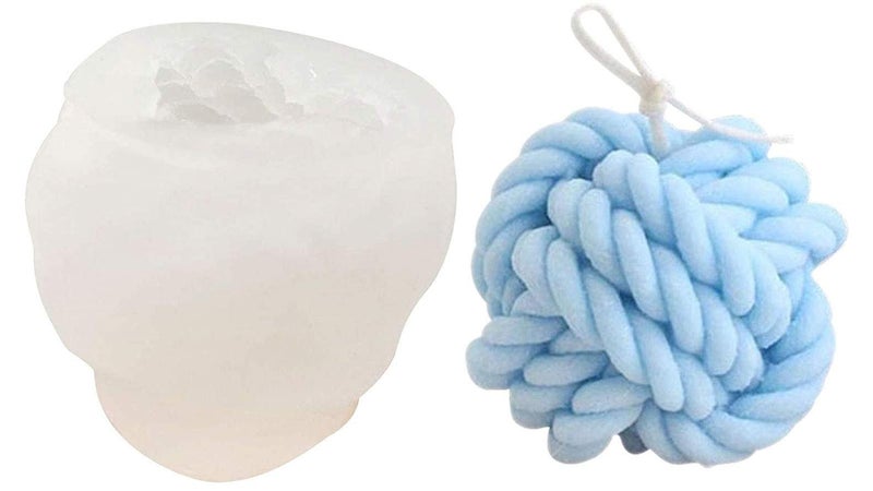 TOPYS Woolen Ball Shape Silicone Candle Mold  DIY 3D Soy Wax Mould for Handmade Soap Ball of Yarn Design Handcraft Ornaments Fondant