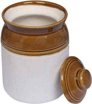 Jetwals Dining Table Old Fashioned Handmade Ceramic Pickle Jar Container jars Set with Lid JARS 2000ML PACK OF 1