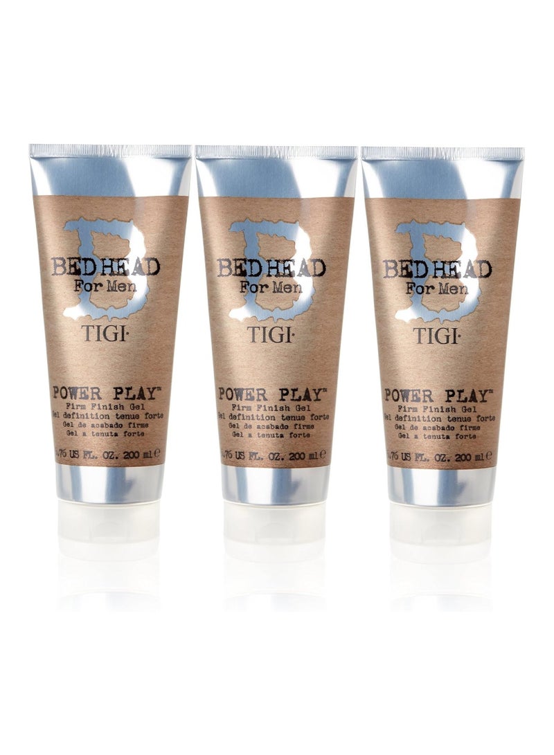 Bed Head Tigi Power Play Mens Hair Gel - Strong Hold - Hair Styling - 200 ml, 3 Pack - Image 1