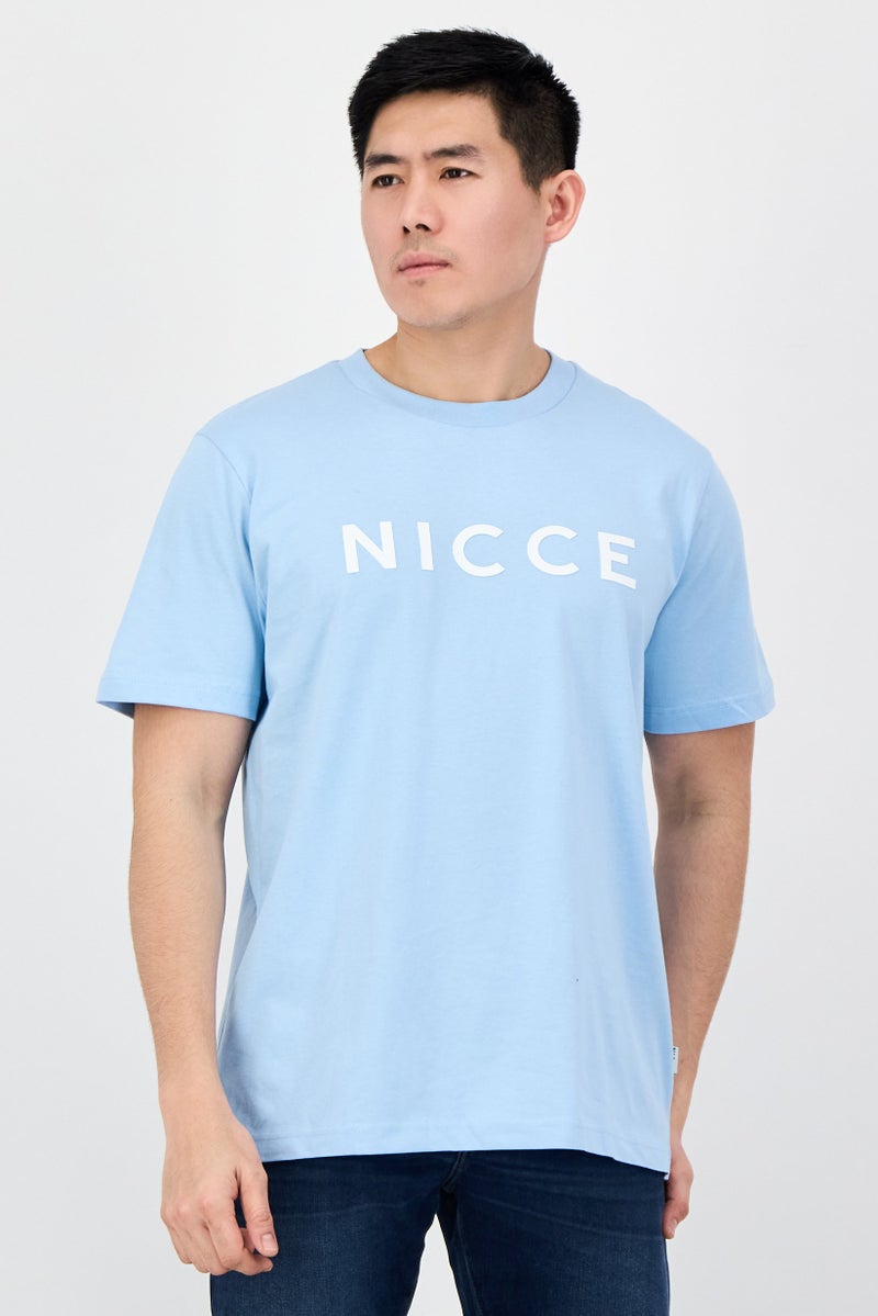 Nicce Men Crew Neck Short Sleeve Brand Logo T-Shirt, Blue - Image 1