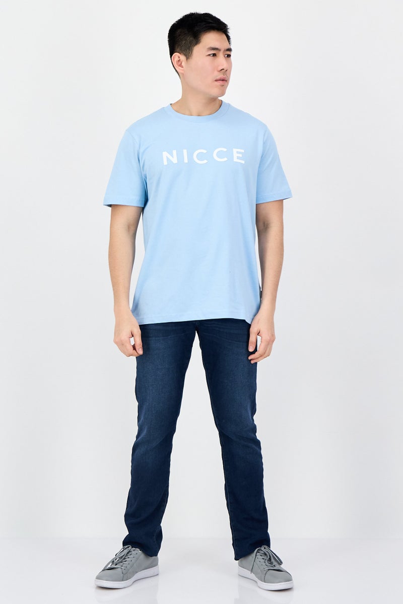 Nicce Men Crew Neck Short Sleeve Brand Logo T-Shirt, Blue - Image 4