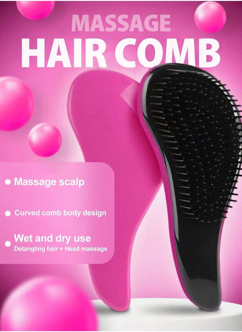 Generic "Detangling Brush – Anti-Tangle Massage Comb, Beauty Tools, Hairbrush Set for Natural, Curly, Dry & Wet Hair – Suitable for Adults & Kids" Multicolour  - Image 1