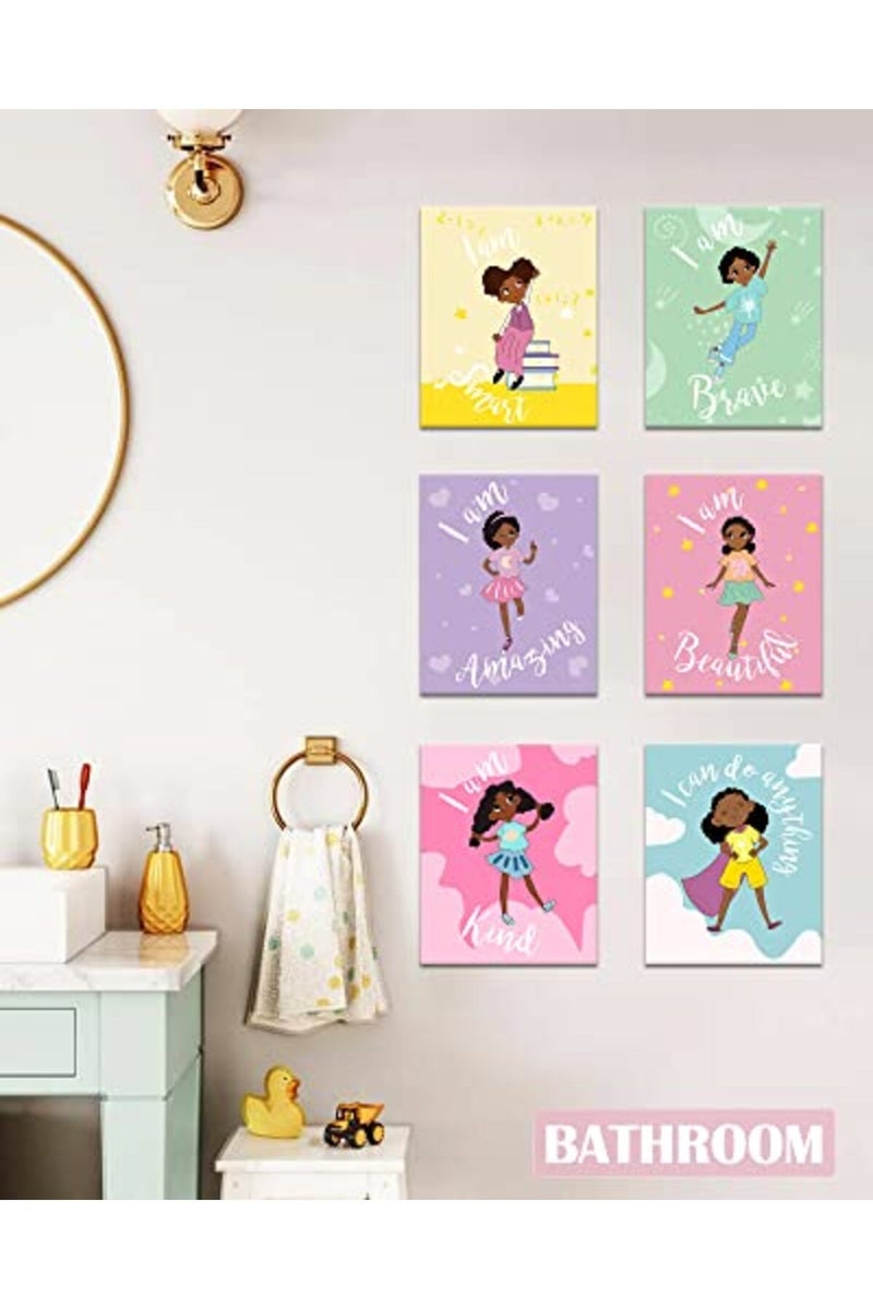 Drsoum Girls Room Decor Black Girl Wall Painting Art Decor - Motivational Black Girl Posters - Inspirational Art Paint for Kids Teen Girls Room Wall Decorations (Framed, 8 x 10 Inch x 6pcs) - Image 5