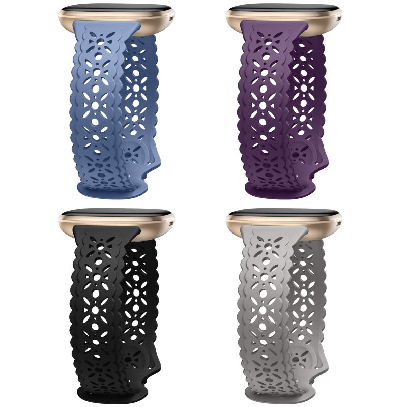 Dirrelo Band Compatible with Fitbit Versa 3 Bands/Versa 4 Bands/Sense Bands and Sense 2 Bands, Slim Hollow-out Lace Silicone Sport Replacement Wristbands Accessories for Sense/Sense 2/ Versa 3 4 Watch - Image 1