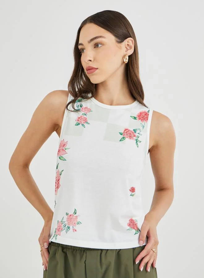 Take Two Floral Printed Sleeveless T-Shirt