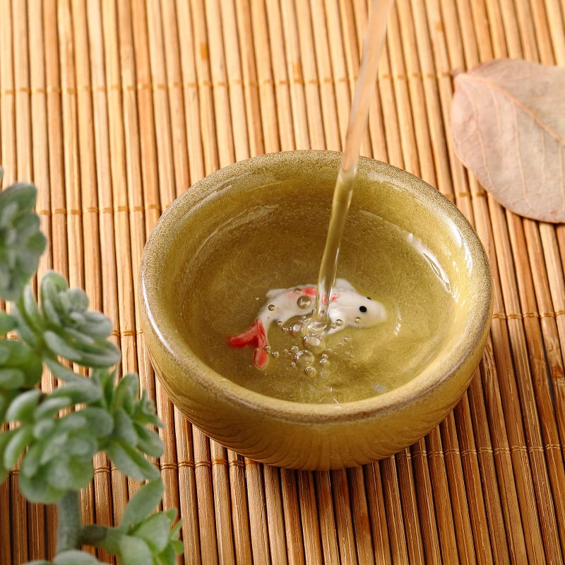 Skyley 6 Pieces Korean Soju Shot Glasses Sets Porcelain Cups Korean Ceramic Cups Tea Accessories Drinkware, Handcrafted Ceramic(Koi Fish Style) - Image 4