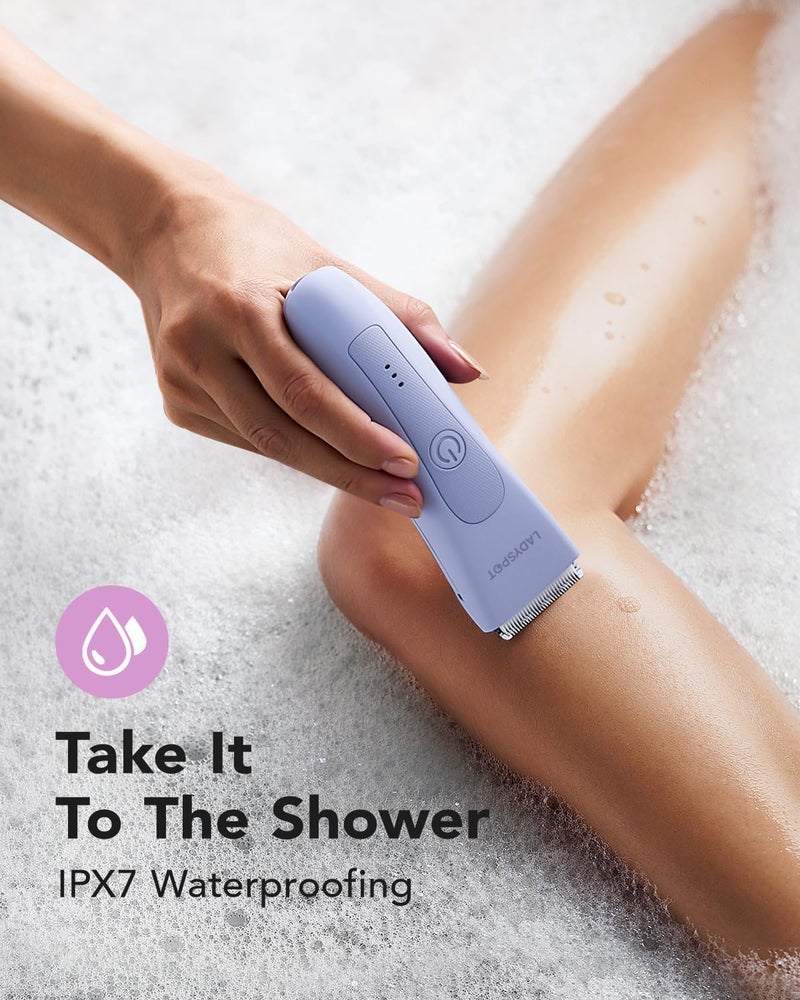 MANSPOT Bikini Trimmer for Women, Pubic Hair Shaver for Women -Electric Hair Shaver Razors, LADYSPOT™ Shaving Sets,with 3 Guards,Replaceable Hypoallergenic Ceramic Blade,Wet/Dry (Purple) 22 - Image 4