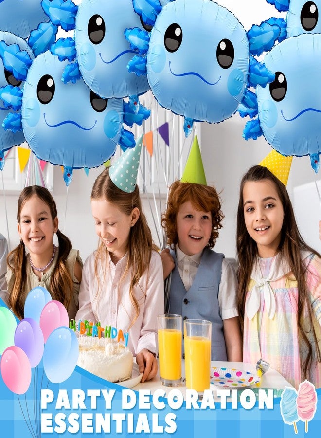 PullCrease 12 Pcs 34 Inch Axolotl Balloon Axolotl Birthday Party Decorations Aluminum Foil Inflatable Summer Supplies for Beach Themed Favor (Blue) - Image 3