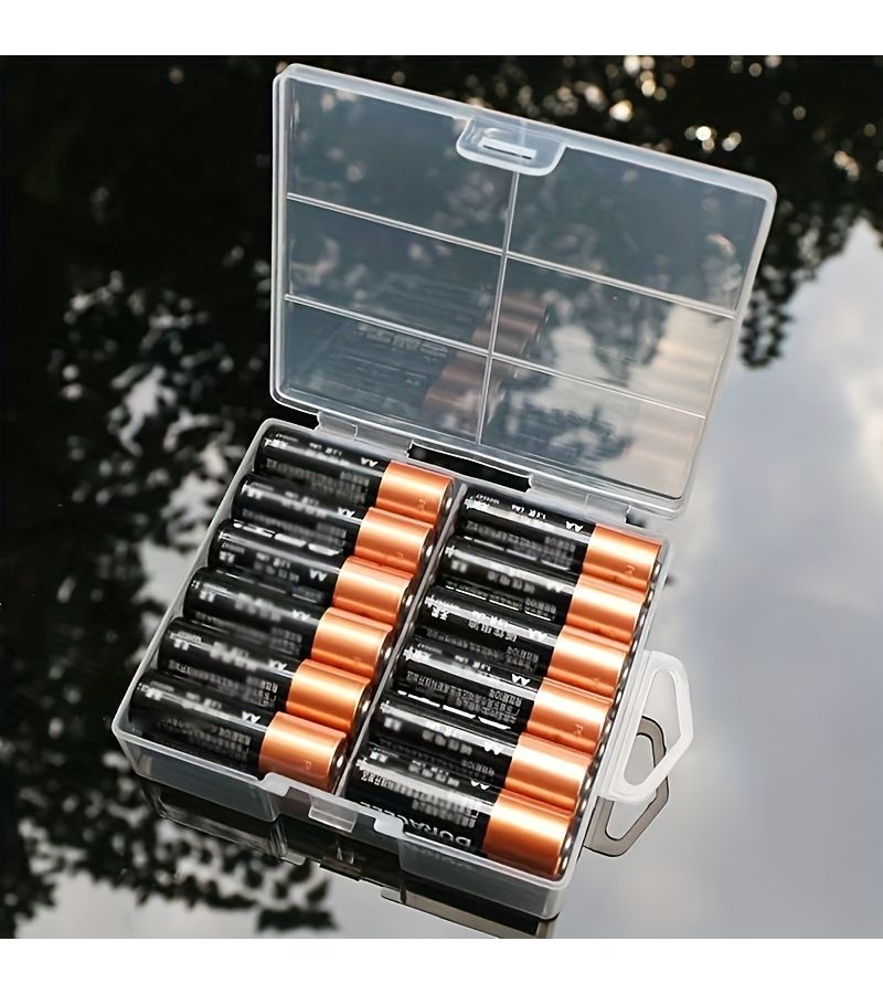 AA 24 Slot Transparent Battery Storage Box For AAA Cell Travel Home Organizer - Image 1