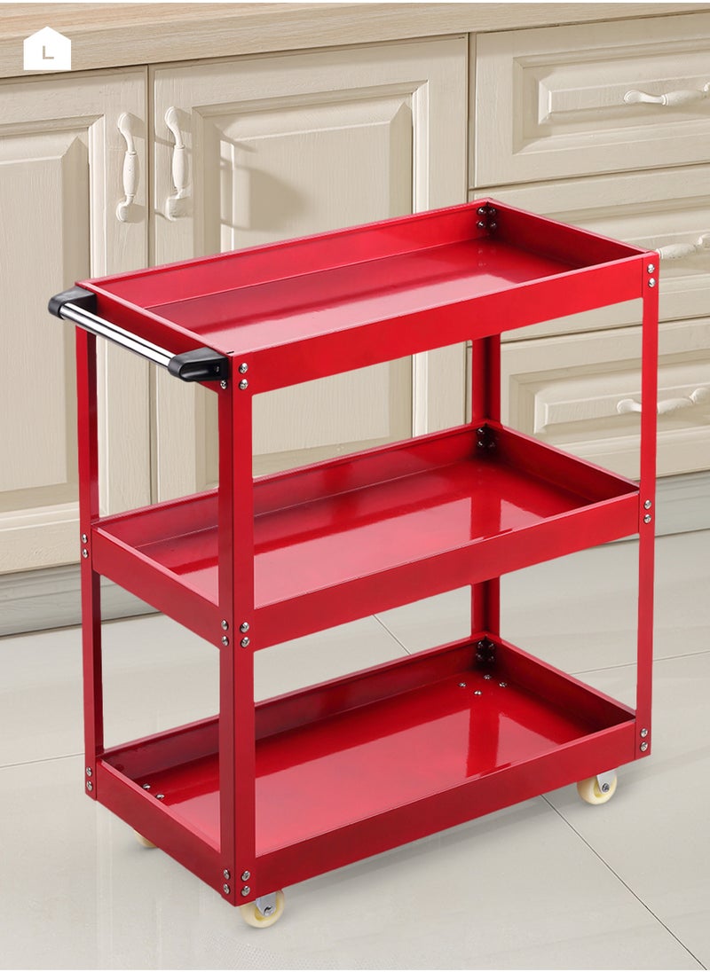 LAWAZIM - Tool Cart with Aluminum Pipes -3 Tier Red and Black- Mobile Tool Organizer with Swivel Caster Wheels, Sturdy Shelves, and Dividers -Ideal for Workshop, Garage, DIY Projects, and Industrial Use - Image 1