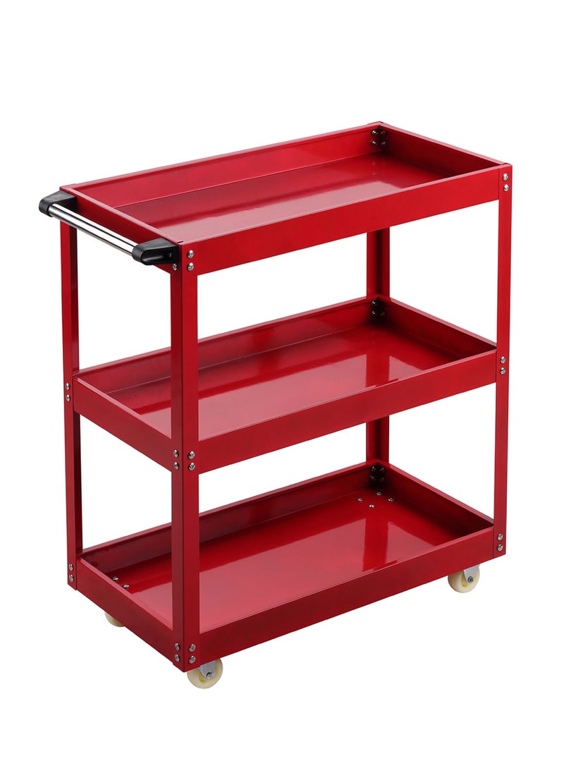 LAWAZIM - Tool Cart with Aluminum Pipes -3 Tier Red and Black- Mobile Tool Organizer with Swivel Caster Wheels, Sturdy Shelves, and Dividers -Ideal for Workshop, Garage, DIY Projects, and Industrial Use - Image 1