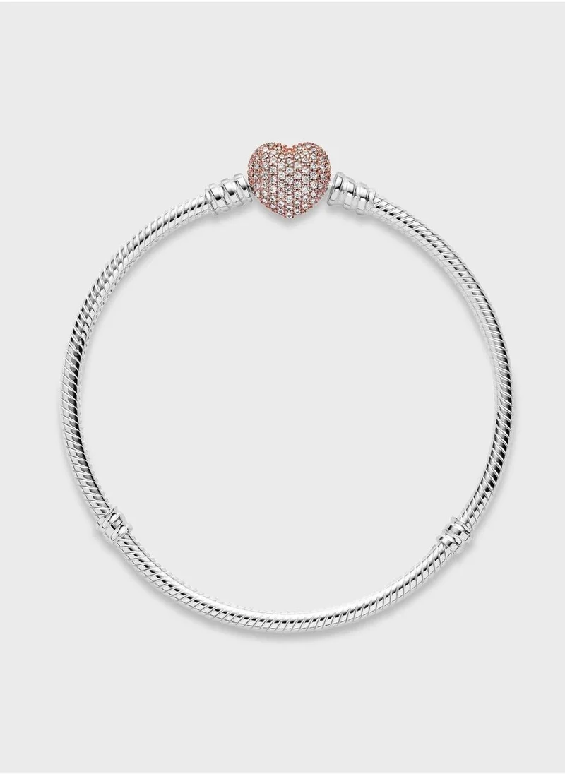 PANDORA Pandora Moments PavÃ© Heart Snake Chain Bracelet