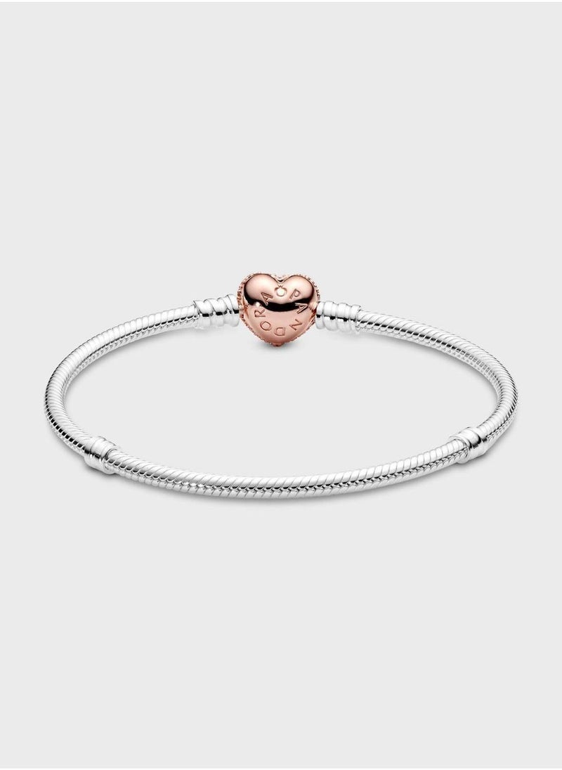 Pandora Moments PavÃ© Heart Snake Chain Bracelet - Image 3