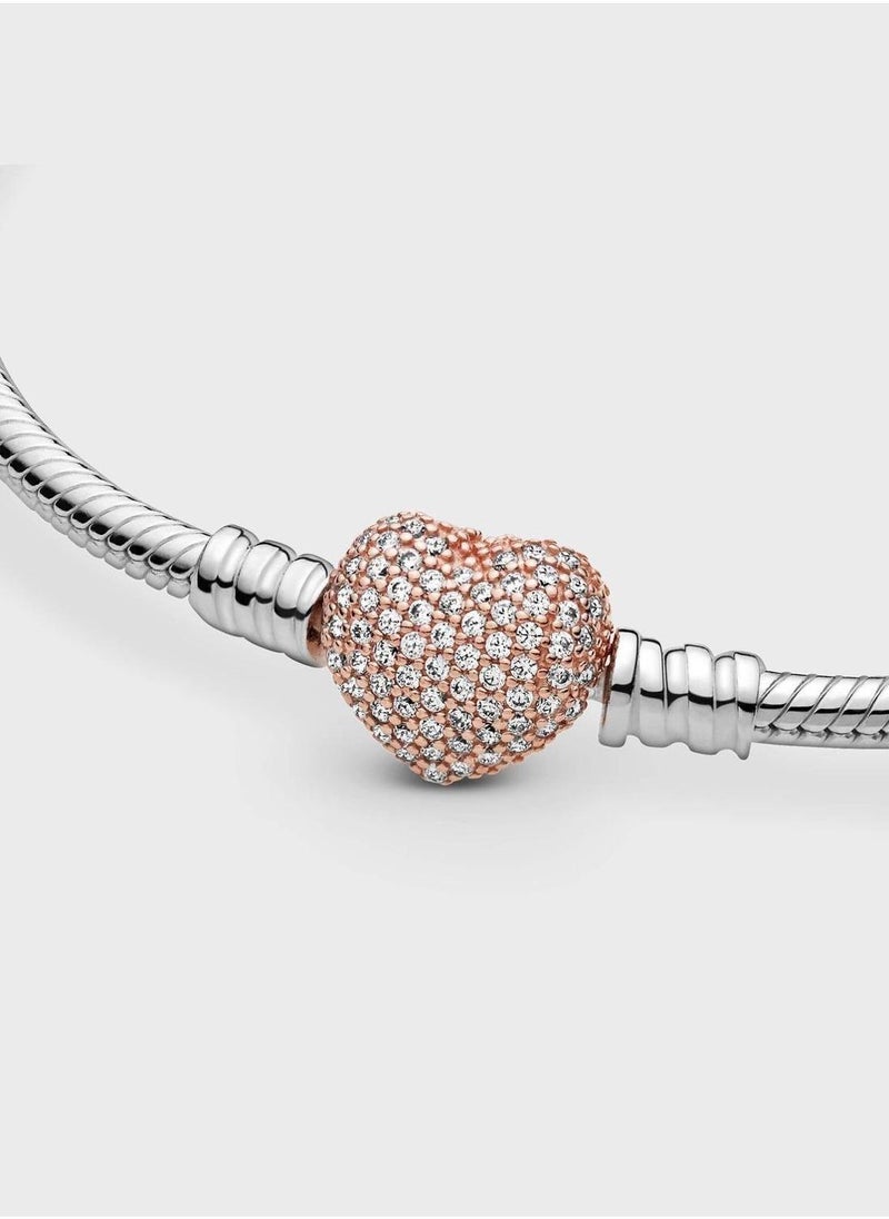 Pandora Moments PavÃ© Heart Snake Chain Bracelet - Image 1