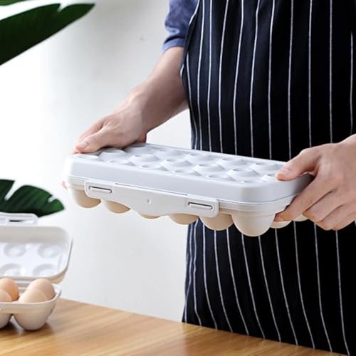 BANCROFT Plastic Egg Storage Box | 18 Grids | Stackable Container Organizer | Portable Food Storage | BPA-Free with Lid | Freestanding Egg Tray | Holder for Refrigerator (Grey) - Image 4