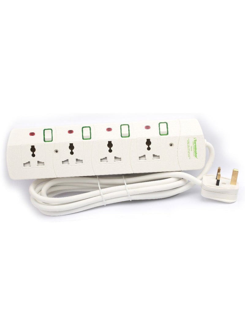 Terminator - Terminator 4 Way Universal Power Extension Socket 13A 3M - Image 1