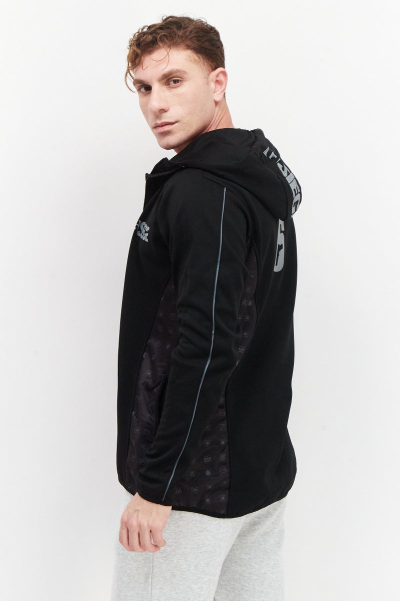 DIFUZED Men Hooded Graphic Printed Long Sleeves Sweatshirt, Black - Image 4