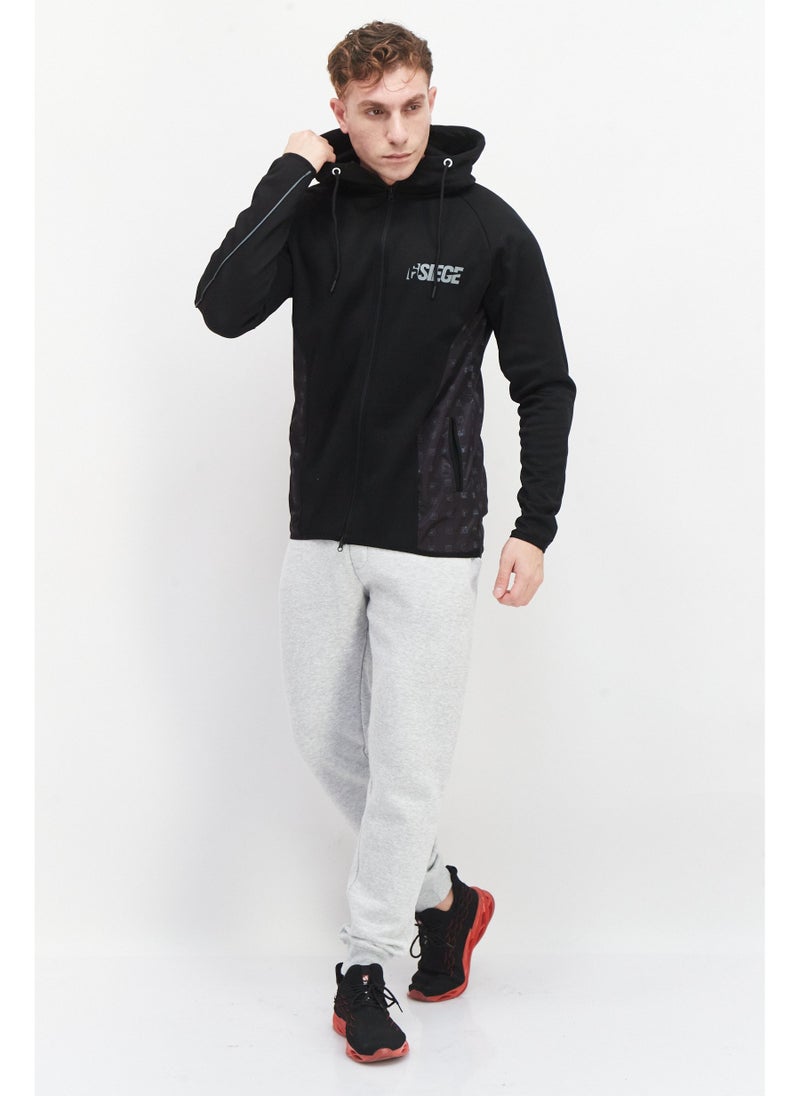 DIFUZED Men Hooded Graphic Printed Long Sleeves Sweatshirt, Black - Image 5