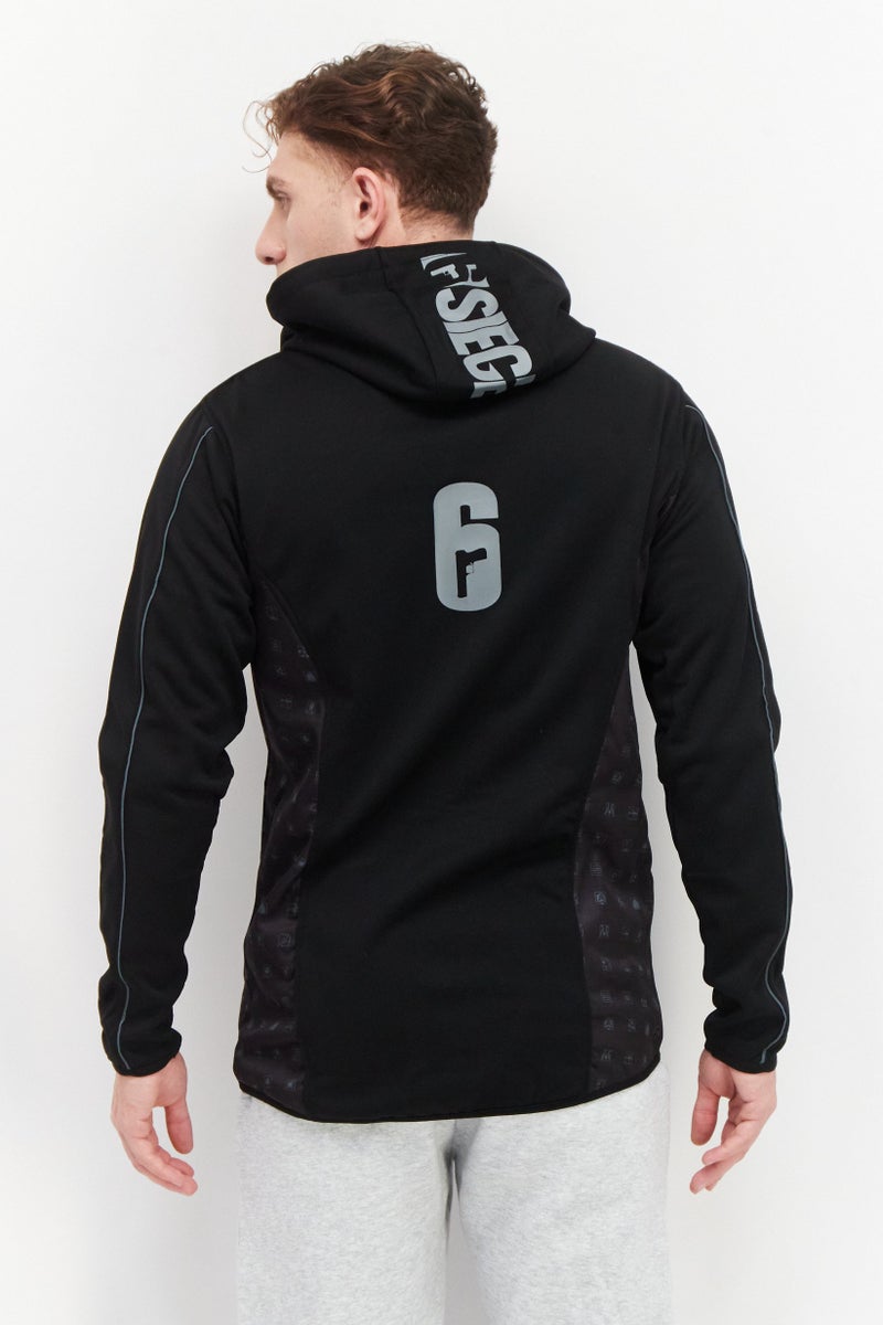 DIFUZED Men Hooded Graphic Printed Long Sleeves Sweatshirt, Black - Image 3