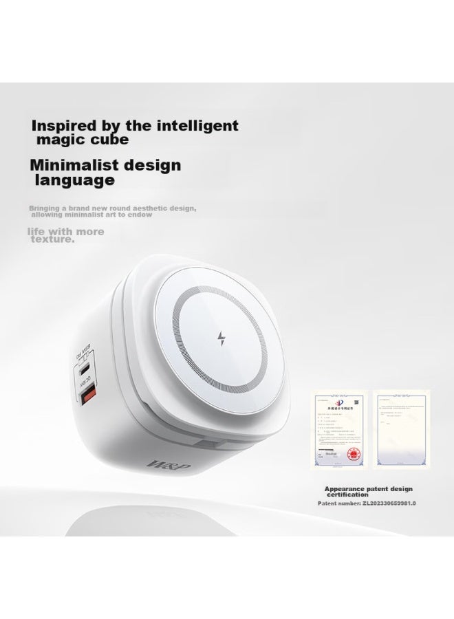 WP W&p Compatible With Apple Wireless Charger, 5-in 65w Gan Foldable Stand, Fast Charging For Iphone 16, Earphones, Watch, Macbook, Laptop, Wp - Image 4