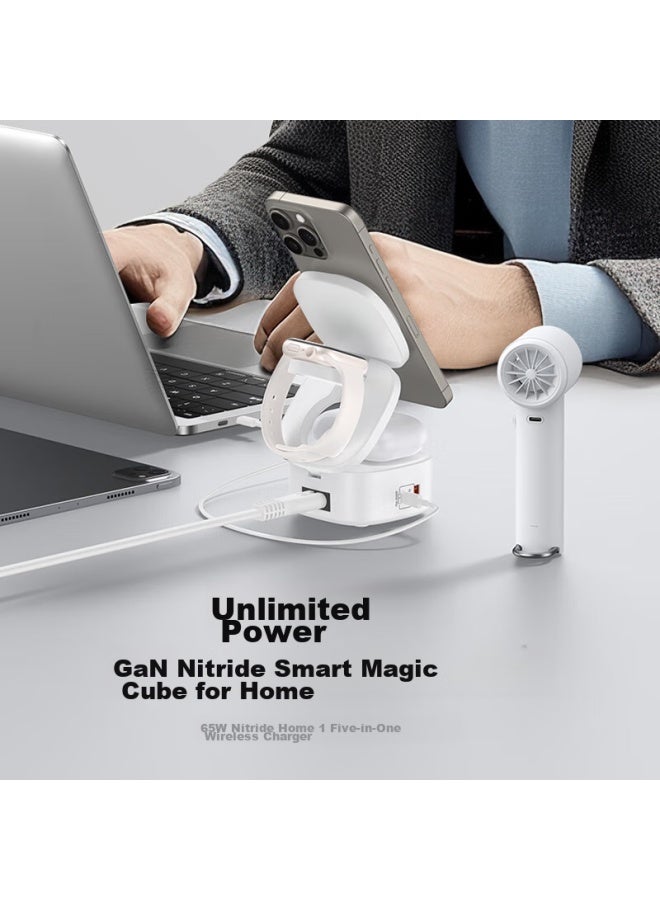 WP W&p Compatible With Apple Wireless Charger, 5-in 65w Gan Foldable Stand, Fast Charging For Iphone 16, Earphones, Watch, Macbook, Laptop, Wp - Image 3
