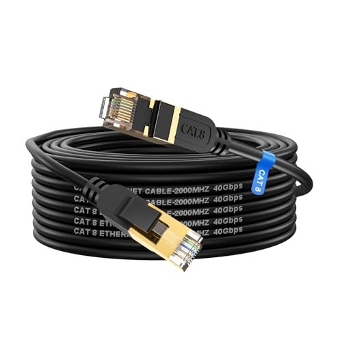cat gruciso Cat 8 Long Ethernet Cable,40FT High Speed Heavy Duty 26AWG Cat8 LAN Network Cable 40Gbps, 2000Mhz with Gold Plated RJ45 Connector, Outdoor&Indoor Internet Cable Compatible for Router Gaming Modem Xbox - Image 1