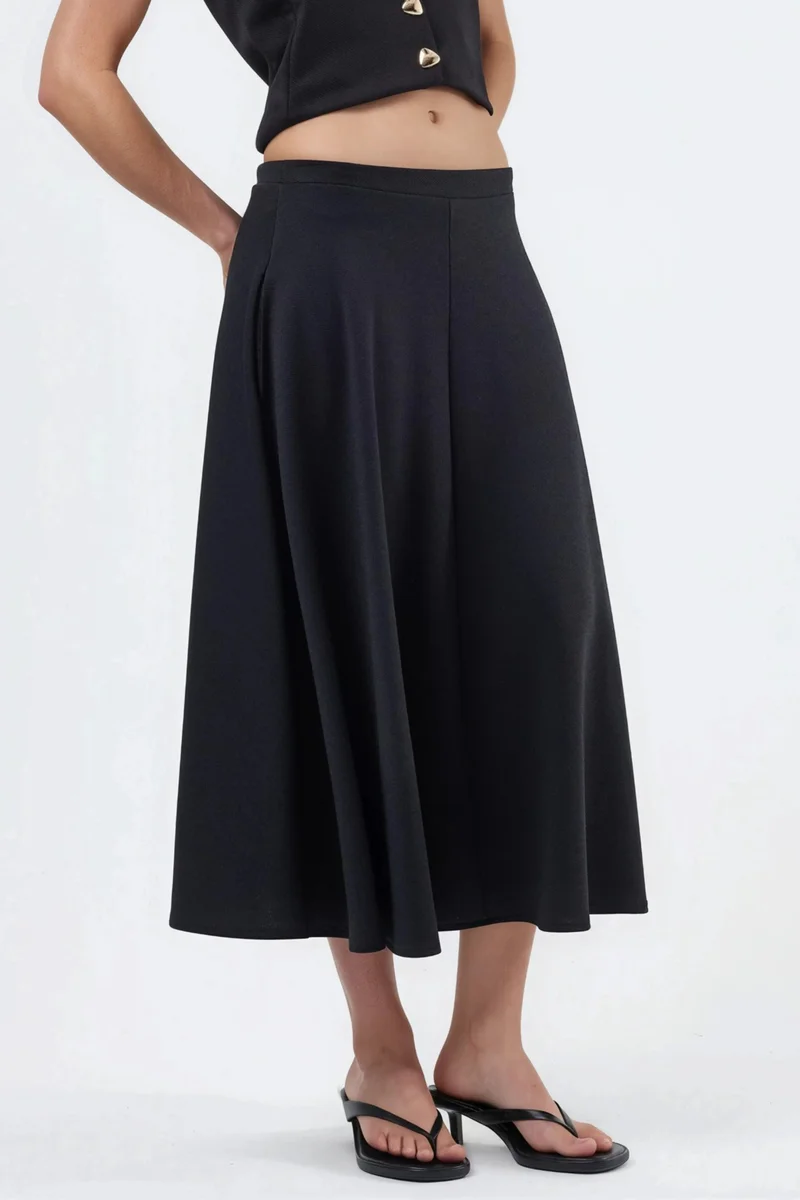 BUSEM High Waist A-Line Midi Skirt