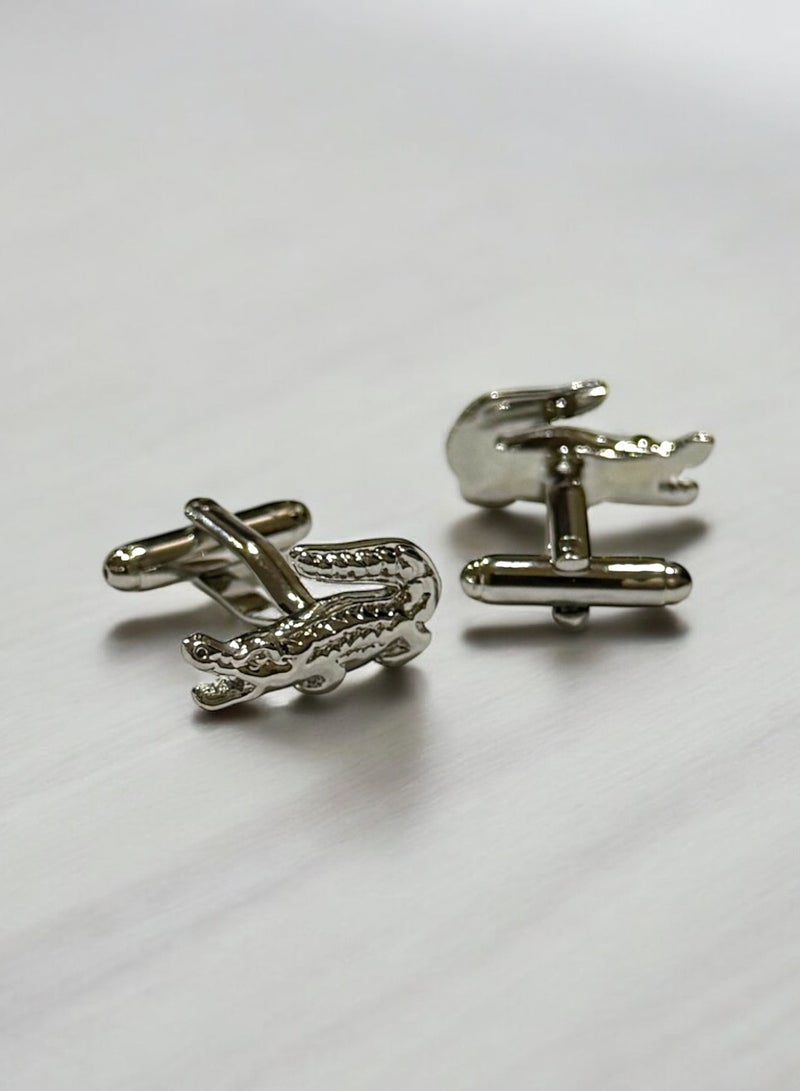 JewelleryClub Elegant & High Quality Chrome Plated Cufflinks For Men - Image 2