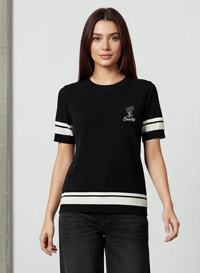 SP Characters Knit Tee with Snoopy Embroidery