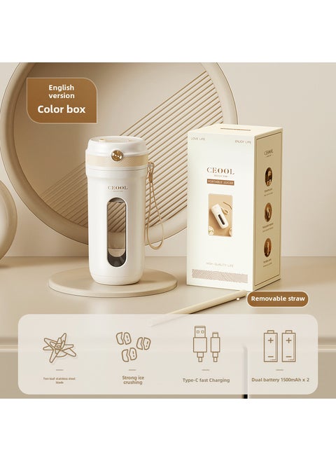Portable Mini Juicer Cup Multi-Function Electric Blender Z03 Juicer/Color Boxed-White -7.4V Double Battery-English Neutral No logo