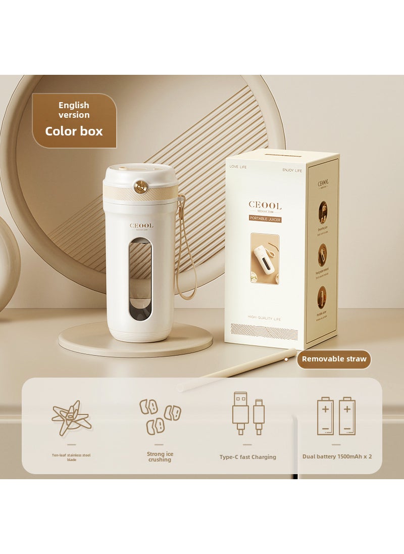 Generic - Portable Mini Juicer Cup Multi-Function Electric Blender Z03 Juicer/Color Boxed-White -7.4V Double Battery-English Neutral No logo - Image 1