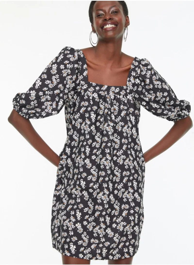 trendyol Balloon Sleeve Floral Print Dress
