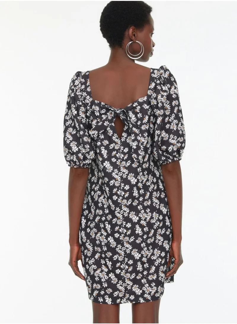 trendyol Balloon Sleeve Floral Print Dress
