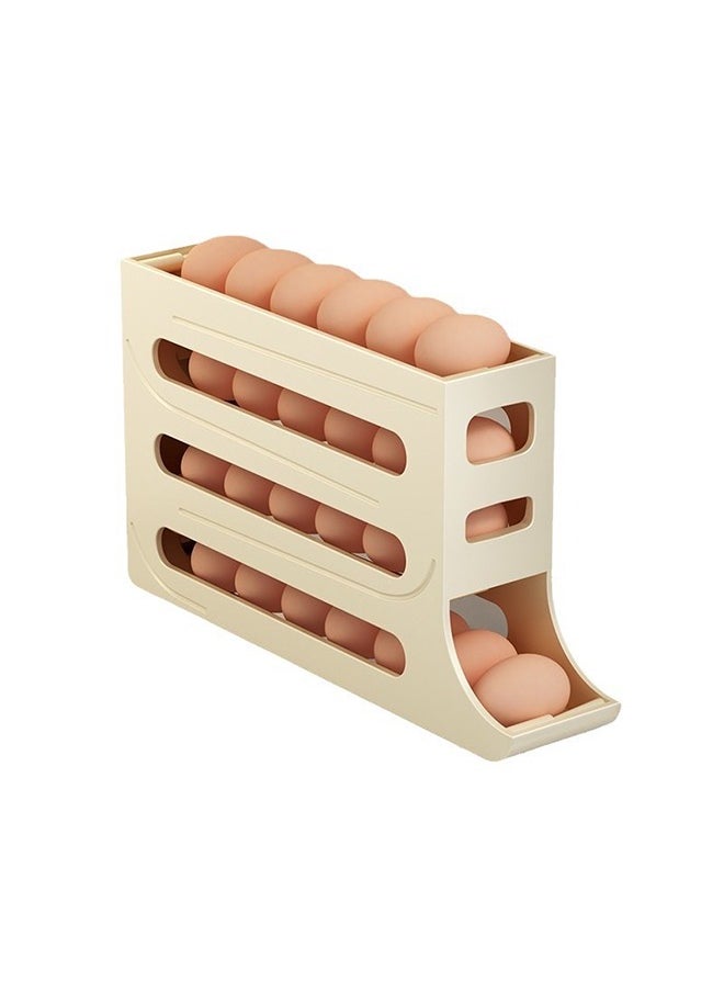 Beauenty Four-tier slide egg storage box, 30 egg refrigerator egg holders, large capacity refrigerator egg dispenser, space-saving kitchen countertop storage box (milk white)  - Image 1