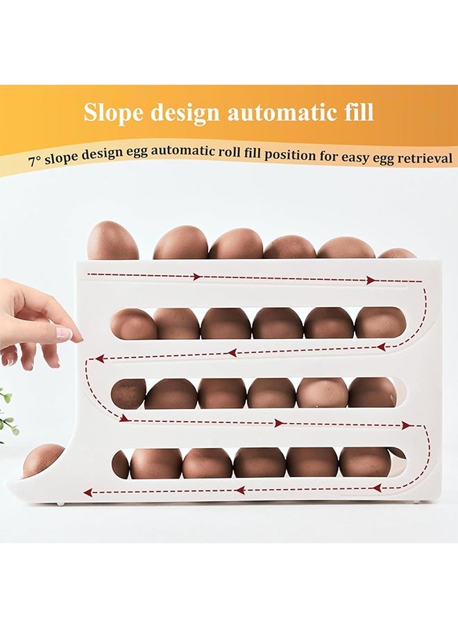 Beauenty Four-tier slide egg storage box, 30 egg refrigerator egg holders, large capacity refrigerator egg dispenser, space-saving kitchen countertop storage box (milk white)  - Image 4