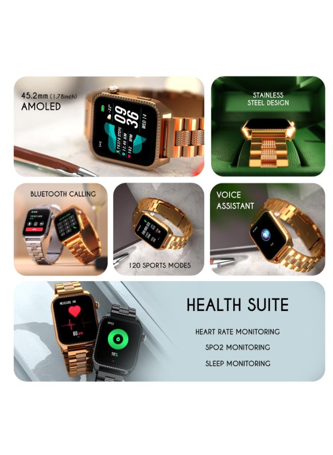 Fire-Boltt Renewed - Luxury Stainless Steel Smart Watch. 1.78" AMOLED, Always-On Display, 368 * 448 px Resolution, Bluetooth Calling, 75 HZ Refresh Rate - Image 2