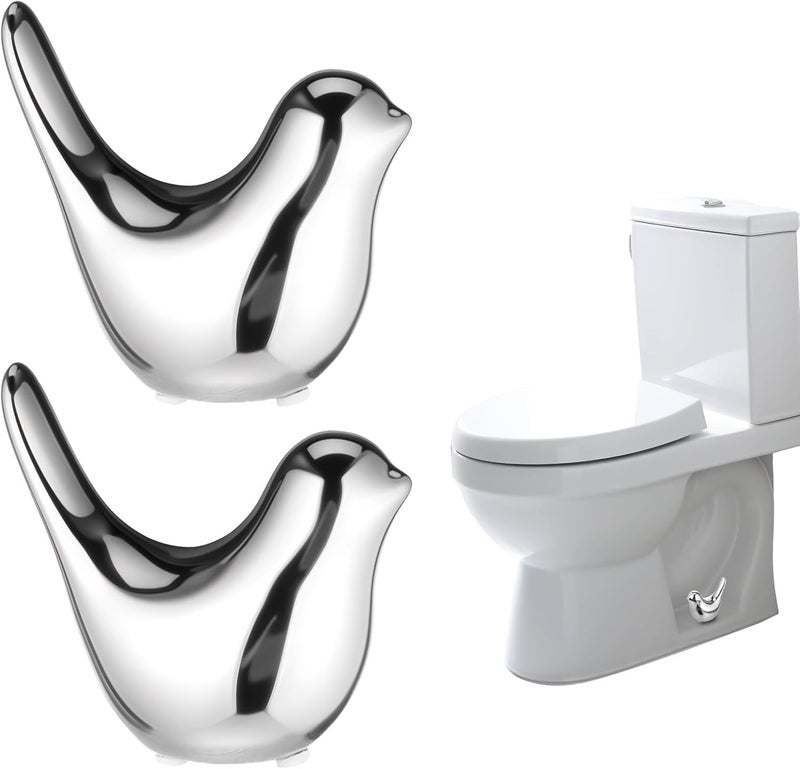 Fyntave 2 Pcs Ceramic Bird Toilet Bolt Covers Decorative Replacement Toilet Screw Cover Caps Cute Bird Toilets Screw Caps Decorative Easy Installation Toilets Bolt Cap for Bathroom Decor (Silver) - Image 1