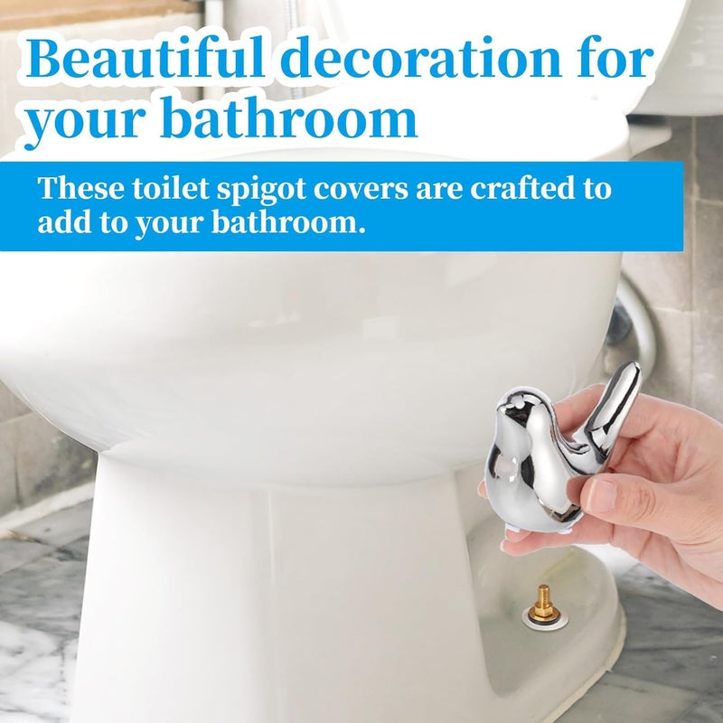 Fyntave 2 Pcs Ceramic Bird Toilet Bolt Covers Decorative Replacement Toilet Screw Cover Caps Cute Bird Toilets Screw Caps Decorative Easy Installation Toilets Bolt Cap for Bathroom Decor (Silver) - Image 3